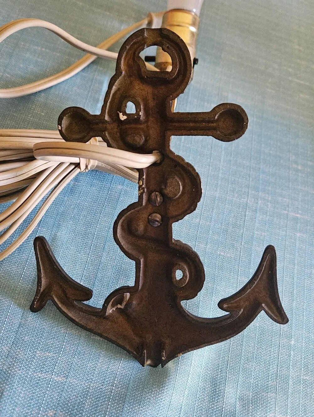 Vintage Anchor Wall Sconce Lamp in Brass Finish MCM Nautical